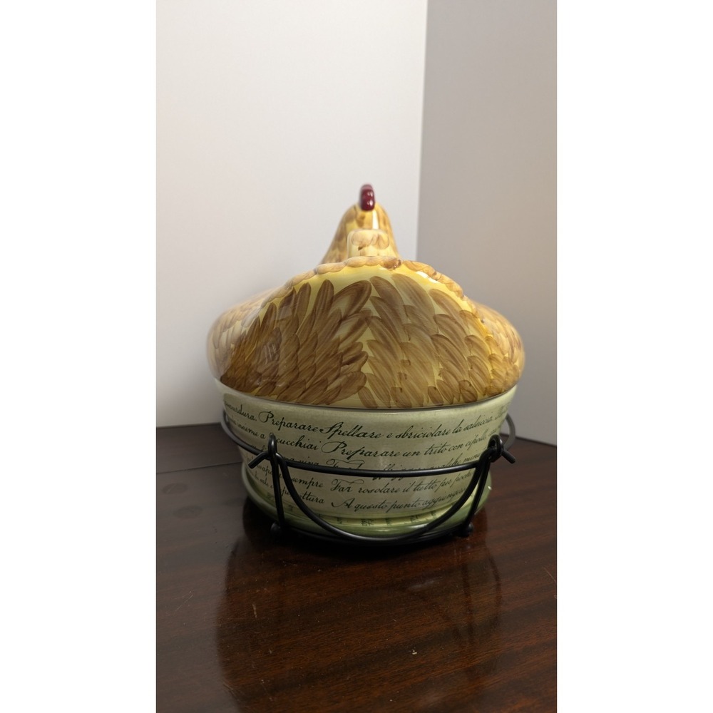 Temp-tations Tara Old World Chicken Covered Baker Roaster Dish with Stand 11in - Picture 6 of 15